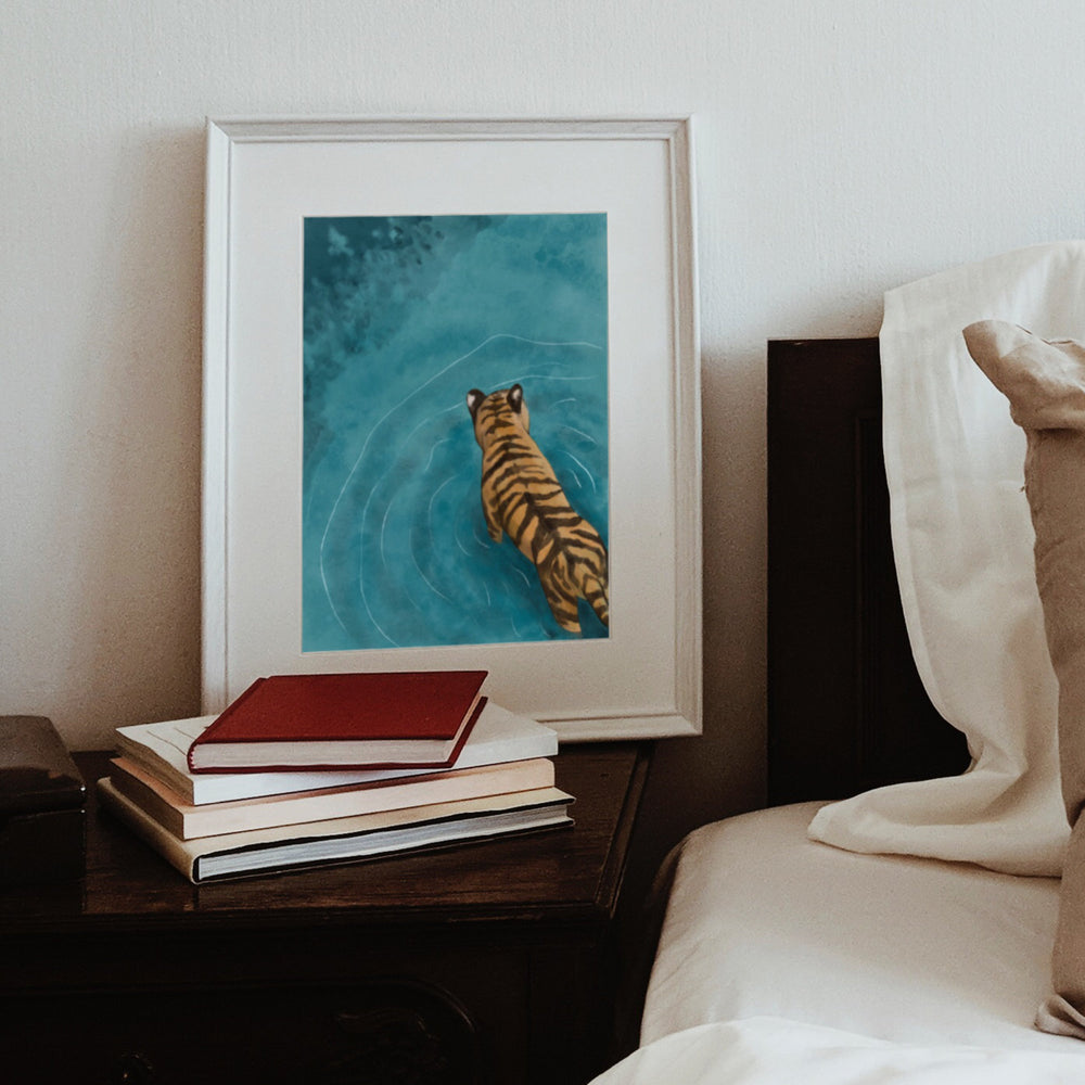 Tiger Wading Art Print